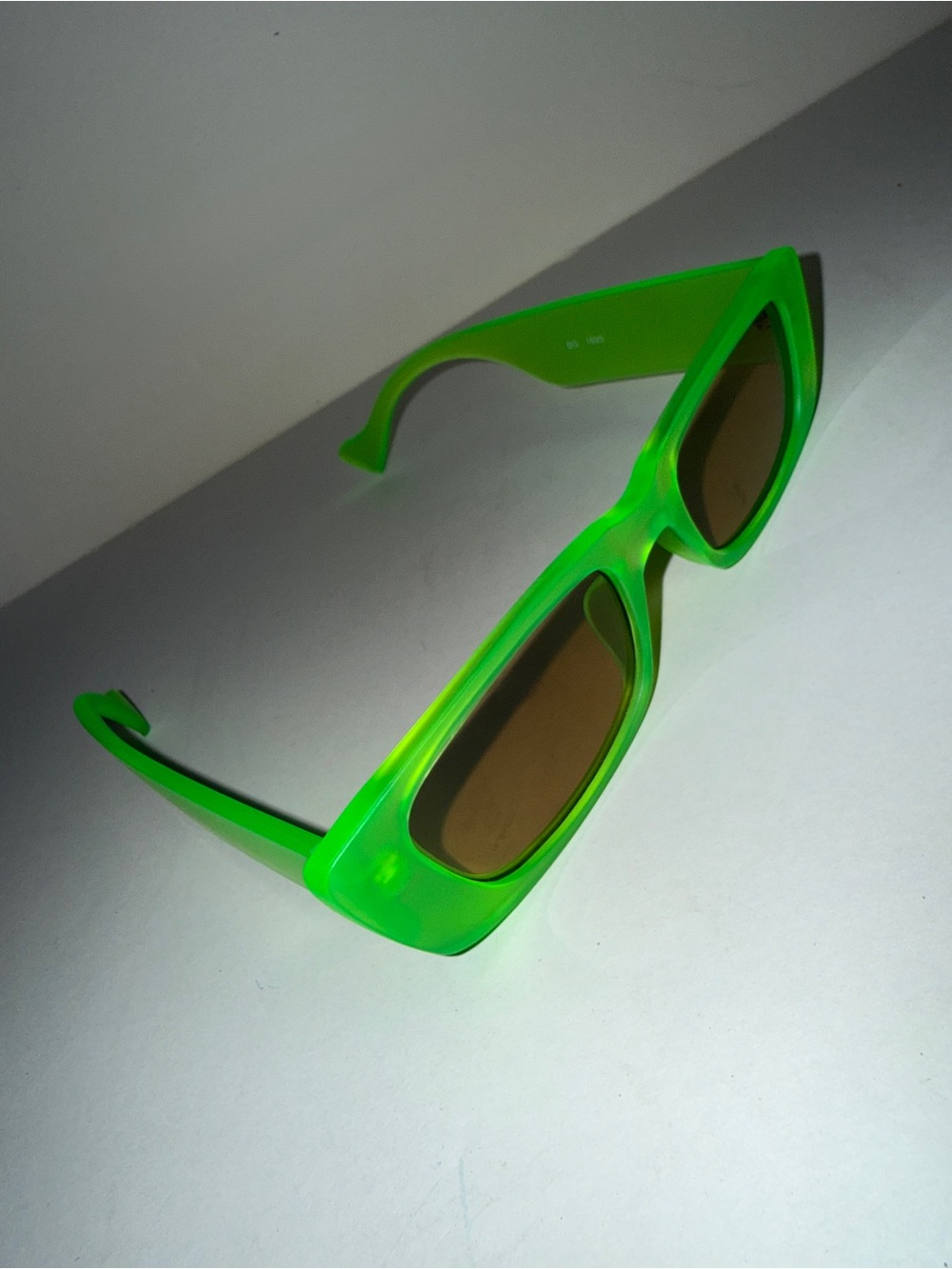 Neon Green Rectangular Sunglasses with Brown Lenses